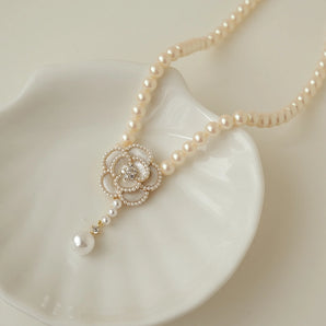 elegant flower imitation pearl women's necklace 1 piece