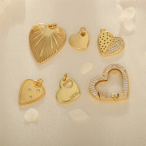 Nihao Wholesale 1 Piece 13 * 16mm 15 * 18mm 22 * 27mm Copper Zircon 18K Gold Plated Heart Shape Polished Pendant