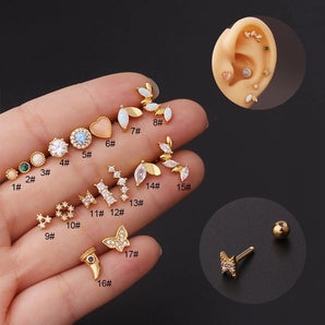 Nihao Wholesale Ear Cartilage Rings & Studs Geometric 316 Stainless Steel  Copper Plating