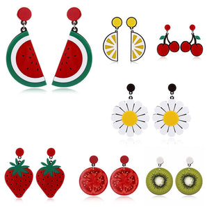 jewelry wholesale simple fruit watermelon strawberry lemon cherry earrings