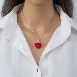 Nihao Wholesale sweet heart shape plastic titanium steel copper plating women's pendant necklace