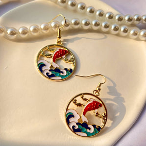 1 pair vintage style fish alloy enamel women's drop earrings
