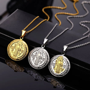hip-hop retro solid color stainless steel plating 18k gold plated men's pendant necklace