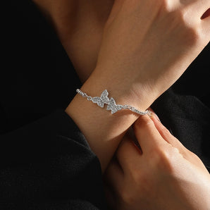 Nihao Wholesale simple style butterfly alloy inlay rhinestones women's bracelets