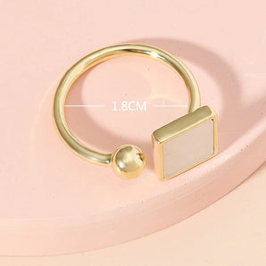 Zinc alloy Gold Plated Casual Simple Style Inlay Square Acrylic Open Rings