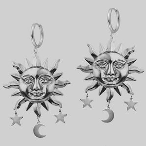 1 pair classical exaggerated sun star moon alloy plating women's drop earrings