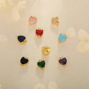 Nihao Wholesale romantic simple style heart shape copper plating inlay zircon 18k gold plated valentine's day charms