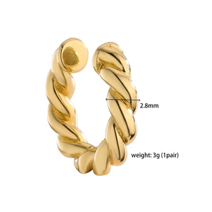 Nihao Wholesale 1 pair ig style french style simple style leaves twist plating inlay copper zircon 18k gold plated ear cuffs