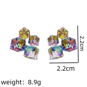 1 Pair French Style Shiny Korean Style Geometric Square Glass glass Ear Studs