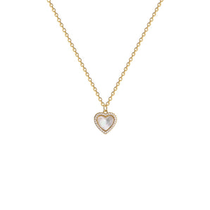 Nihao Wholesale simple style heart shape copper plating inlay artificial diamond opal gold plated silver plated pendant necklace