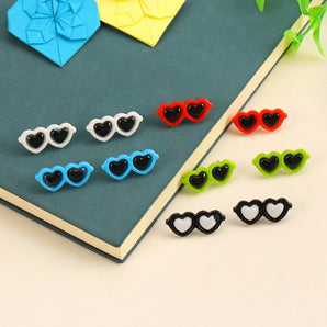 1 Pair Simple Style Cool Style Glasses Plastic Resin Ear Studs