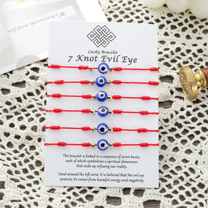 Nihao Wholesale new demon eye bracelet 7 knot lucky red string card braided bracelet 6 piece set