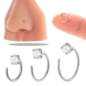 1 Piece Nose Rings & Studs Hip-Hop Solid Color 316 Stainless Steel  Inlay Zircon Nose Rings & Studs
