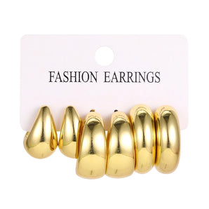 Nihao Wholesale 1 Set Retro Solid Color Plating Alloy Earrings