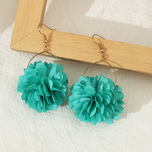 fashion flower cloth women's drop earrings 1 pair