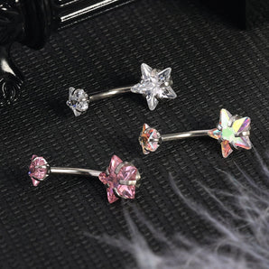 Nihao Wholesale 1 Piece Belly Rings Modern Style Cool Style Pentagram 304 Stainless Steel Inlay Zircon Belly Rings