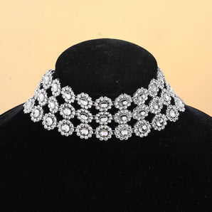 Nihao Wholesale ornament personalized versatile multi-element necklace double-layer concave europe and america cross border diamond collar necklace
