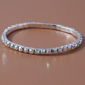 Simple Style Solid Color 302 Stainless Steel Inlay Rhinestones Women's Bracelets