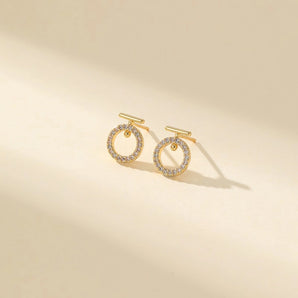 1 Pair Elegant Luxurious Romantic Round Inlay Copper Zircon Gold Plated Ear Studs