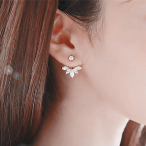 geometric plating alloy artificial gemstones earrings