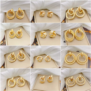 simple style geometric alloy plating women's earrings
