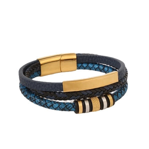 Stainless Steel Pu Leather Casual Hip-Hop Plating Magnetic Braid Stripe Plaid Twist Bracelets Bangle