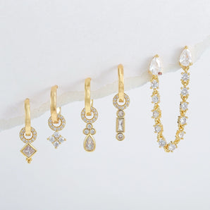 Nihao Wholesale wholesale jewelry cute sweet geometric brass zircon 18k gold plated silver plated plating inlay drop earrings