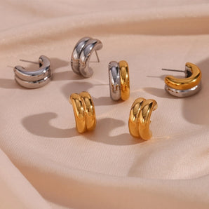 1 Pair Fashion C Shape Plating 304 Stainless Steel 18K Gold Plated Hoop Earrings