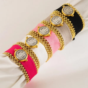 Nihao Wholesale Copper Ethnic Style Braid Color Block wristband