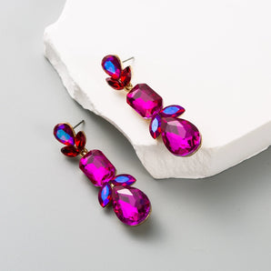 1 pair elegant luxurious sweet water droplets plating inlay alloy rhinestones gold plated drop earrings
