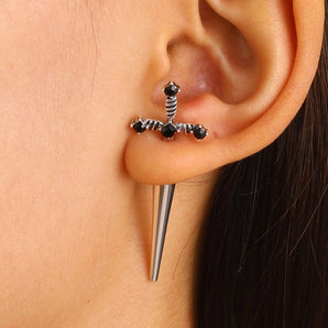 Nihao Wholesale 1 pair punk sword cross alloy ear studs