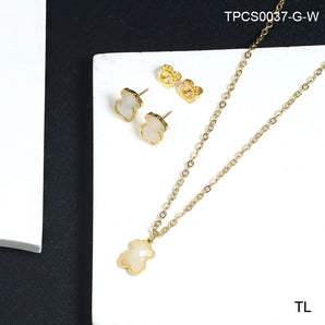 Nihao Wholesale Jewelry Casual Cute Classic Style Bear 304 Stainless Steel Glass 18K Gold Plated Plating Earrings Necklace