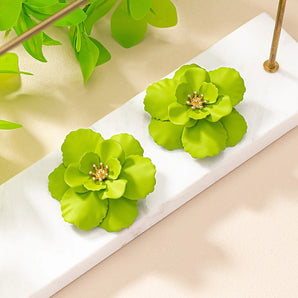 1 pair sweet flower plating alloy gold plated ear studs