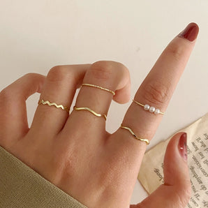 Nihao Wholesale simple geometric ring five-piece set