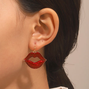 1 pair simple style lips alloy hollow out women's ear hook