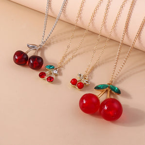 Nihao Wholesale cute sweet cherry zinc alloy women's necklace