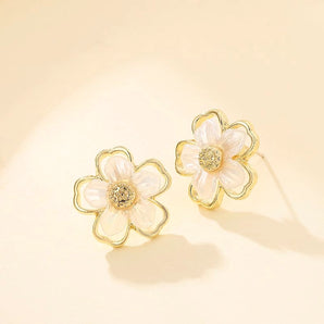 1 pair fashion flower alloy women's ear studs
