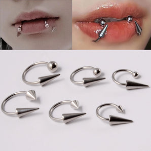 1 Piece Lip Rings Simple Style Geometric 304 Stainless Steel Plating 18K Gold Plated