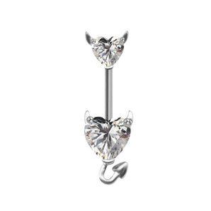 Nihao Wholesale elegant vintage style classic style heart shape stainless steel titanium steel beaded plating inlay rhinestones zircon white gold plated gold plated belly ring