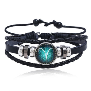 leather fashion geometric bracelet  (aries) nhpk2027-aries