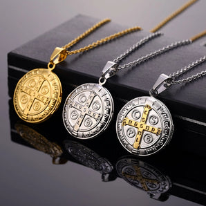 hip-hop retro solid color stainless steel plating 18k gold plated men's pendant necklace