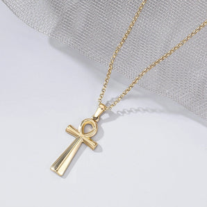 Wholesale Jewelry Retro Cross 304 Stainless Steel Gold Plated Plating Pendant Necklace