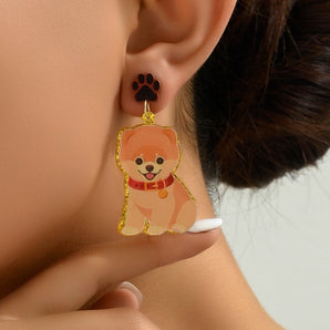 1 pair cute dog arylic drop earrings