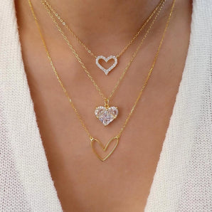 Nihao Wholesale ig style star moon heart shape alloy hollow out inlay rhinestones women's three layer necklace