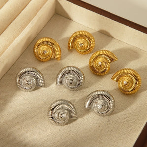 1 Pair Casual Vintage Style Spiral Plating Inlay 304 Stainless Steel Artificial Pearls Zircon 18K Gold Plated Ear Studs