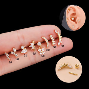 Nihao Wholesale 1 piece fashion butterfly plating inlay metal zircon ear studs
