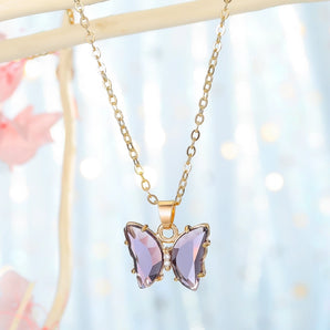 Nihao Wholesale korea exquisite crystal butterfly pendant necklace clavicle chain for women jewelry