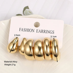 Nihao Wholesale 1 Set Retro Solid Color Plating Alloy Earrings