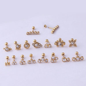 Nihao Wholesale Ear Cartilage Rings & Studs Fashion Round 316 Stainless Steel  Plating Inlay Zircon