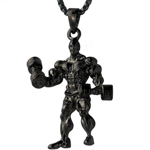 simple weightlifting men metal necklace wholesale